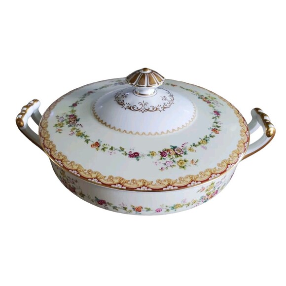 Noritake China Dimity Casserole Covered  #4904 Serving Dish Yokusuka Japan EUC - Picture 1 of 7
